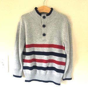 Gymboree 1/4 Button Pullover Sweater Gray Striped Sweater, Heathered Gray, Sz 4